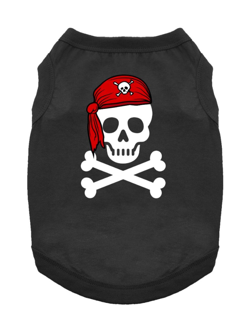 Doggie Design Pirate Skull with Red Bandana Dog Shirt - Jet Black